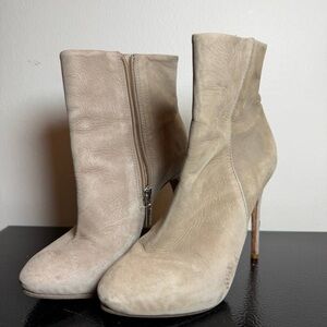 SCHUTZ Taupe Suede High-Heel Ankle Boots